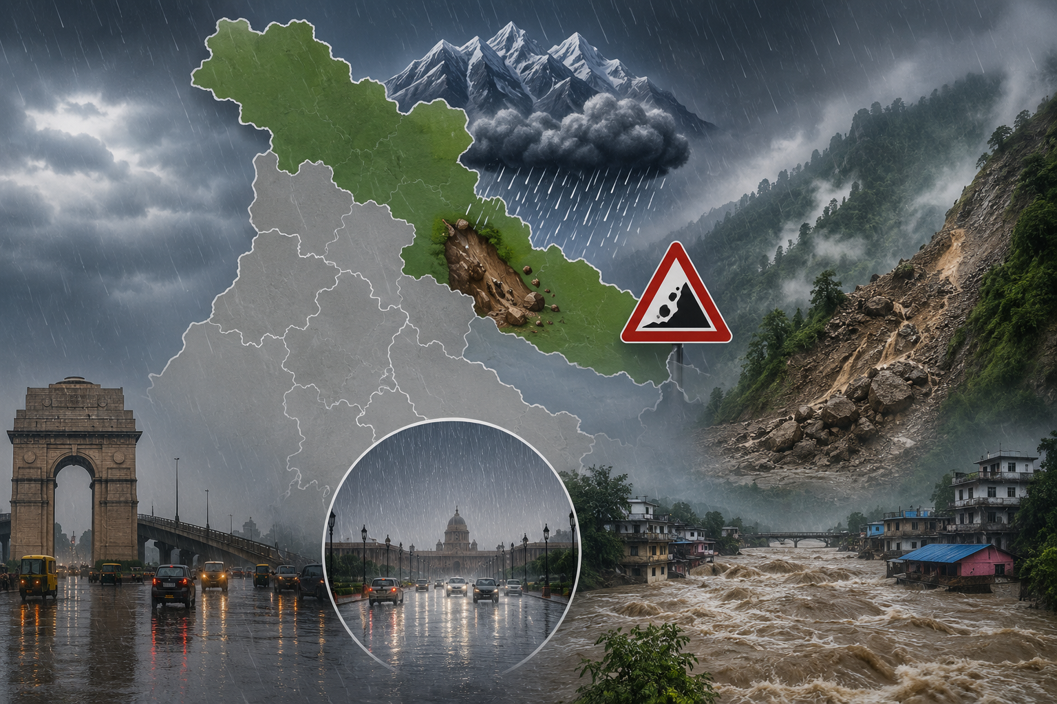 दिल्ली यूपी उत्तराखंड समेत कई राज्यों में 20 अगस्त 2026 को भारी बारिश और भूस्खलन का अलर्ट