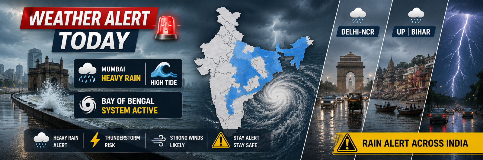 मुंबई में भारी बारिश और High Tide के खतरे के बीच बंगाल की खाड़ी के weather system से UP Bihar Jharkhand Odisha और अन्य राज्यों में rain alert