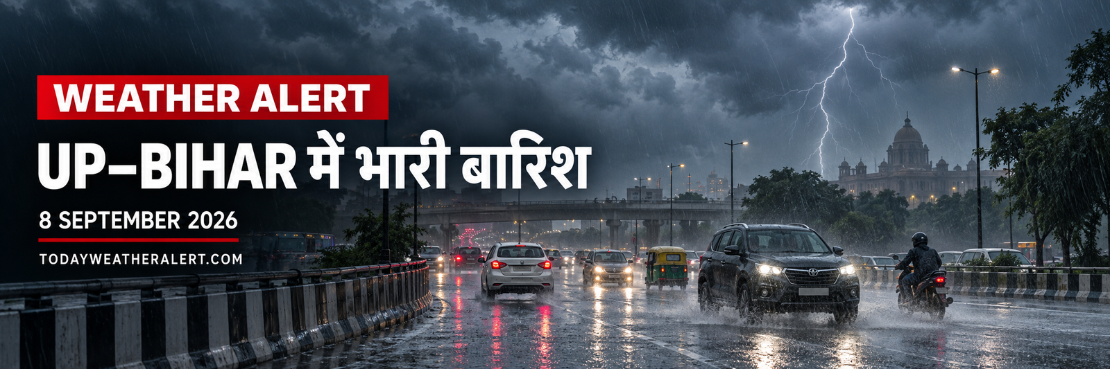 Weather Today 8 September 2026 IMD Heavy Rain Alert in Uttar Pradesh Bihar and Northeast India
